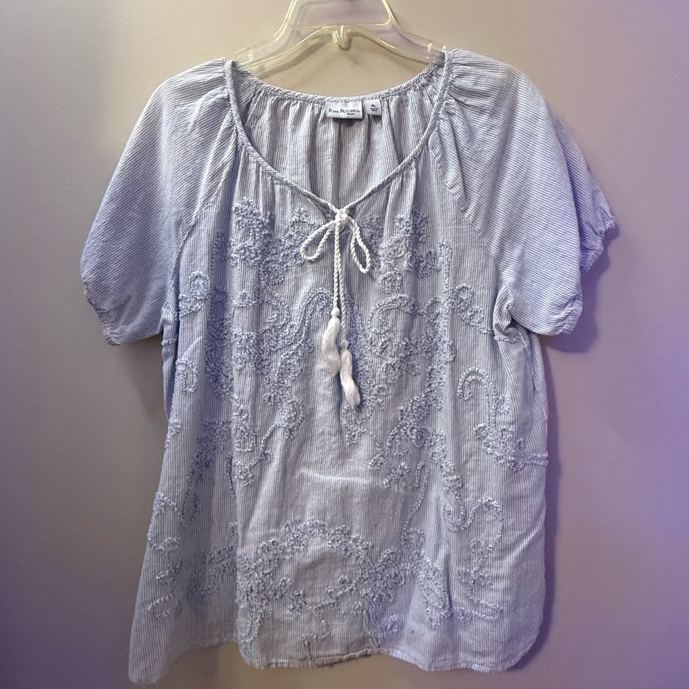 Women's Blue Embroidered Top